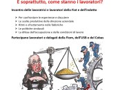 ASSEMBLEA Esiste ancora la Fiat? E dove va?E soprattutto, come stanno i lavoratori? Incontro delle lavoratrici e lavoratori della Fiat e dell’indotto Per confrontare le esperienze e discutere Le scelte produttive della direzione aziendale Ritmi e sfruttamento nelle fabbriche Le politiche sindacali La difesa dell’occupazione e delle condizioni di lavoro Partecipano lavoratori e delegati della Fiom, dell’USB e del Cobas