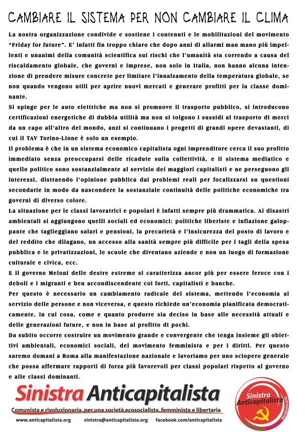 cambiare il sistema per non cambiare il clima